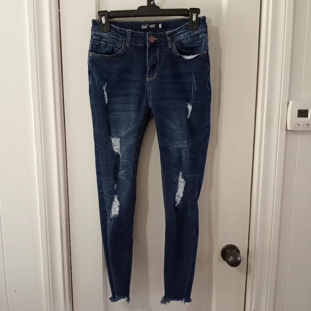 Blue Age Raw Hem Ripped Skinny Jeans Junior Women's Size 5